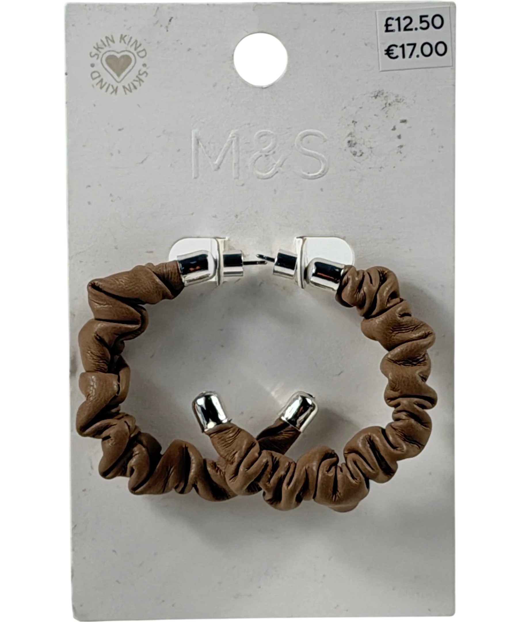 M&S Collection Skin Kind Ruched Beige Hoop Earrings One Size