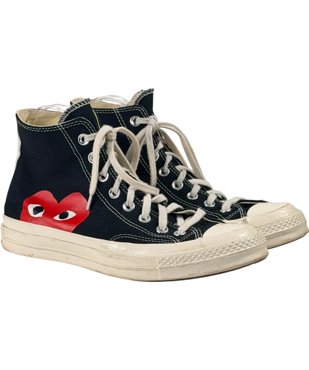 Converse X Comme Des Garçons Play Chuck 70 Black High Top Trainers UK 7 EU 40
