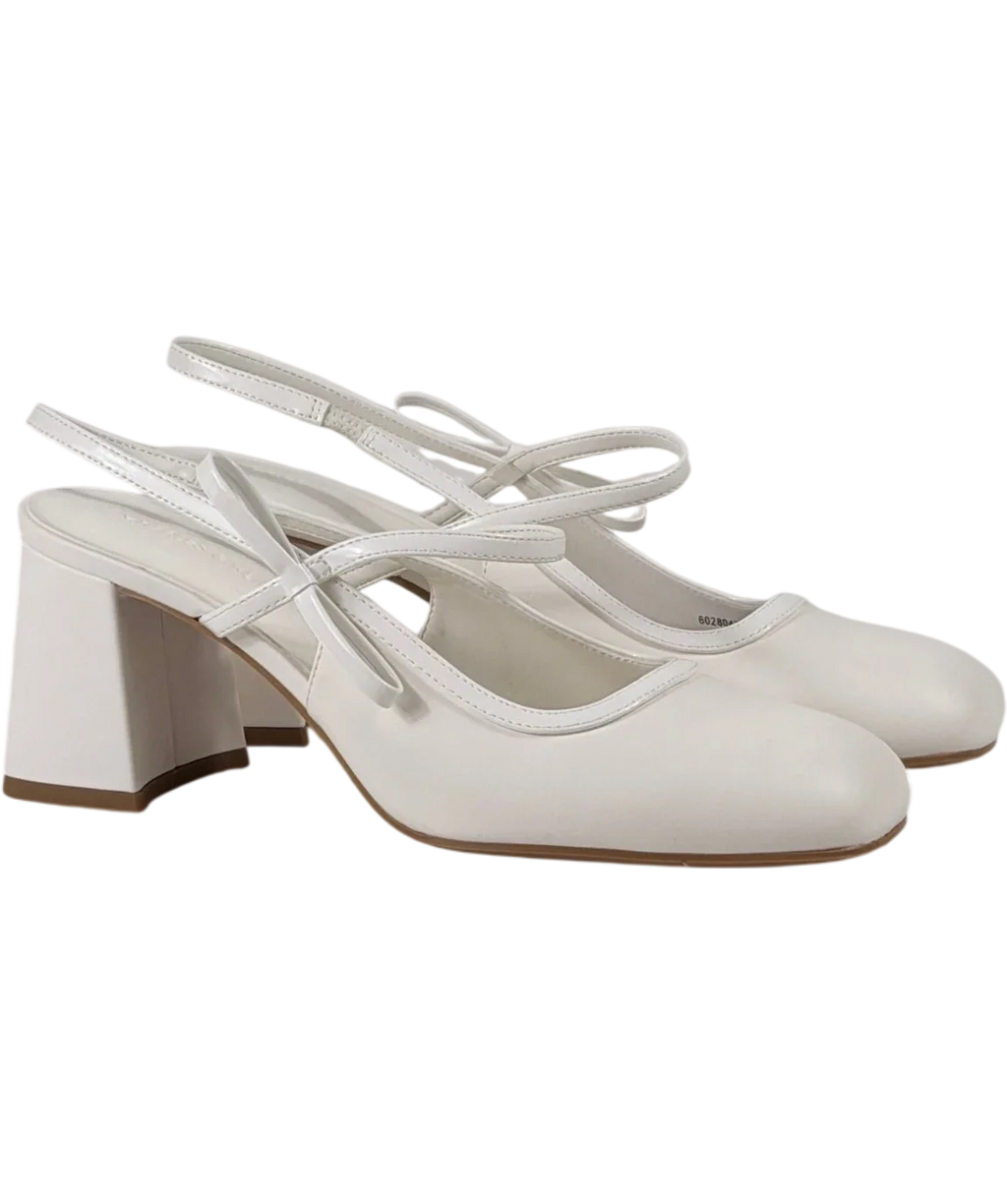 Charles & Keith White Bow Slingback Mary Jane Shoes UK 5 EU 38