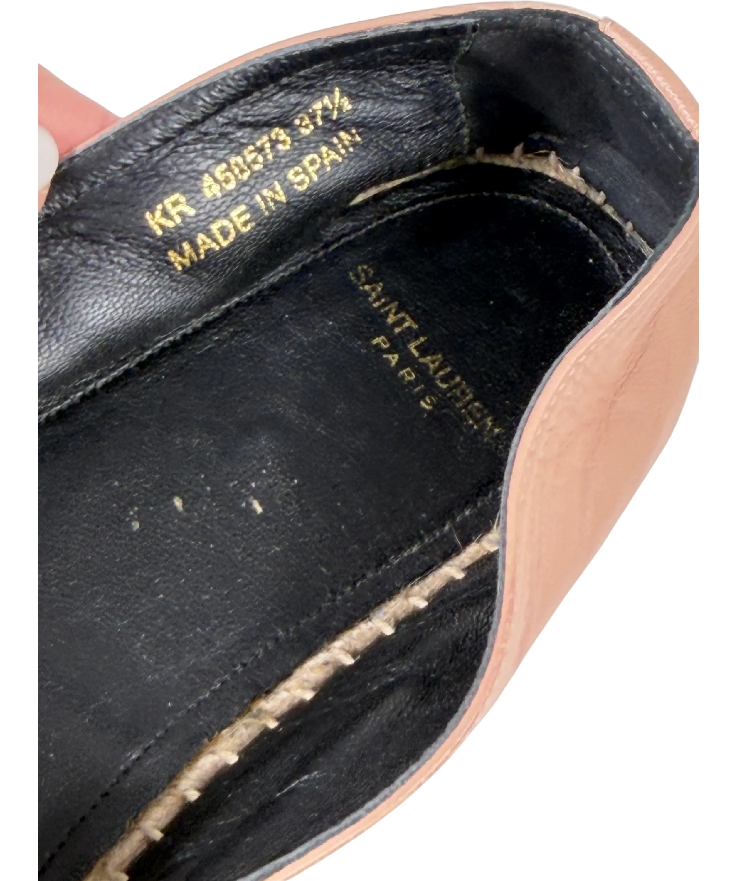 YSL Beige Cassandre Embossed  YSL Logo Lambskin Leather Espadrilles UK 4.5 EU 37.5