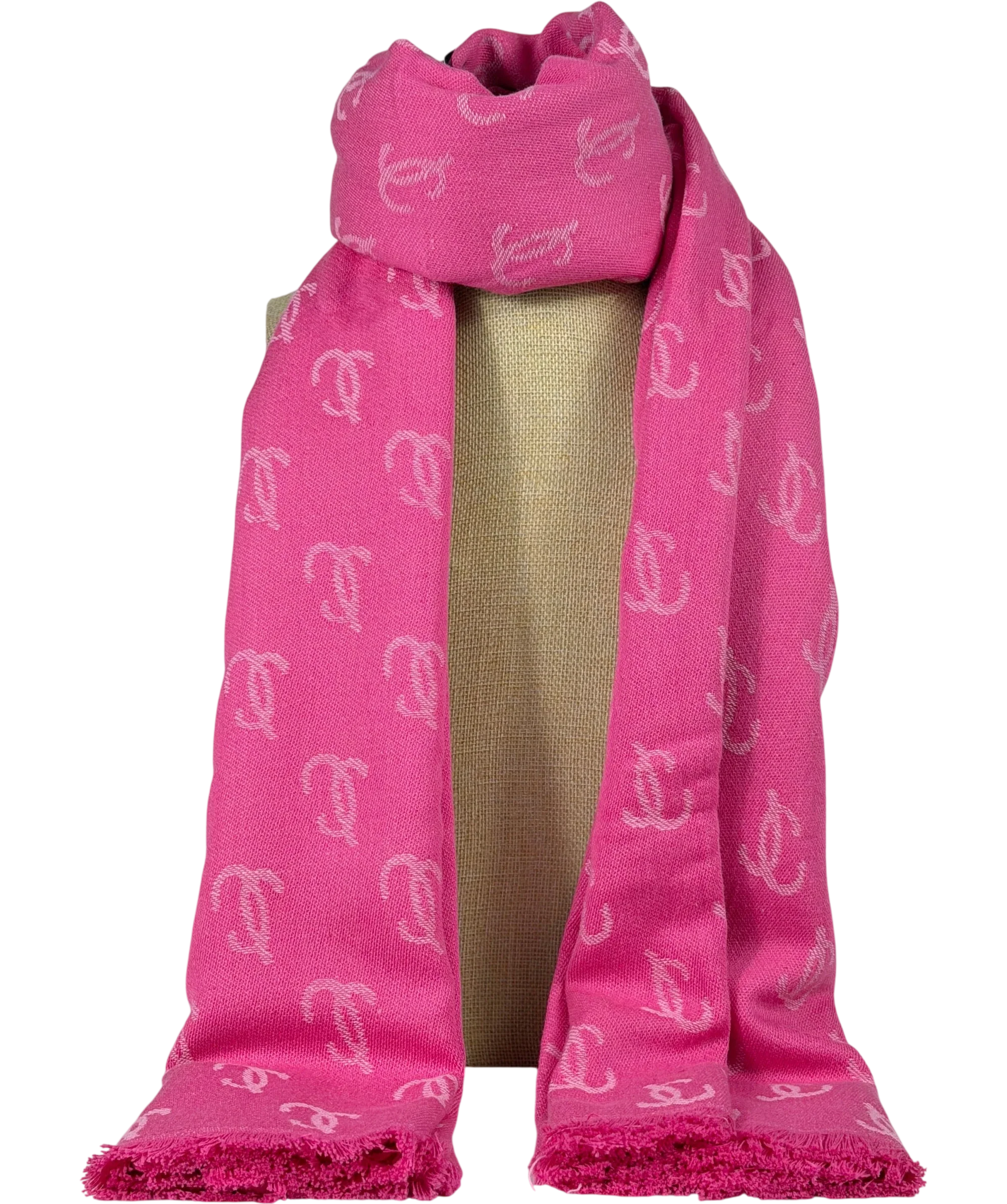 Jimmy Choo Pink Cotton Monogram Scarf One Size