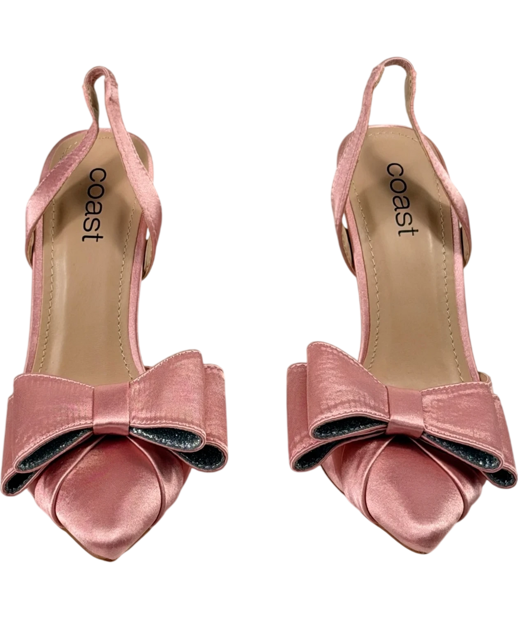 Coast Pink Tamara Satin Bow Sling Back Stiletto Court Shoes Blush UK 5 EU 38
