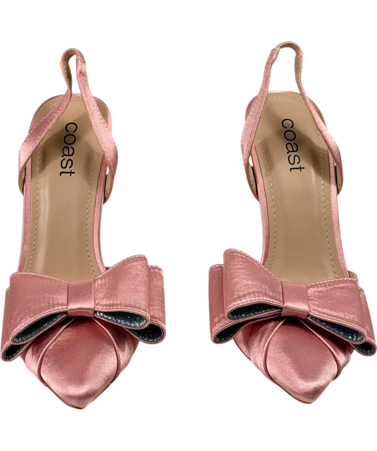 Coast Pink Tamara Satin Bow Sling Back Stiletto Court Shoes Blush UK 5 EU 38