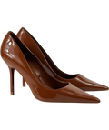 MANGO Patent Stiletto Heel Pumps In Terracotta Brown UK 5 EU 38