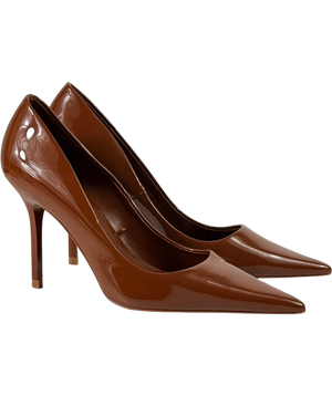 MANGO Patent Stiletto Heel Pumps In Terracotta Brown UK 5 EU 38