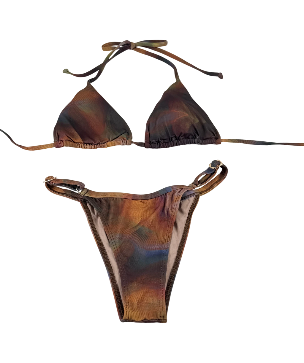 GRACE JACOB Brown Cherry Shimmer Bikini Set Burgundy Size S UK S
