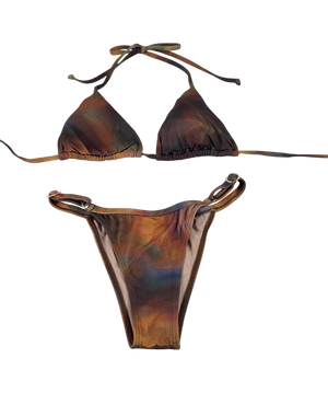 GRACE JACOB Brown Cherry Shimmer Bikini Set Burgundy Size S UK S