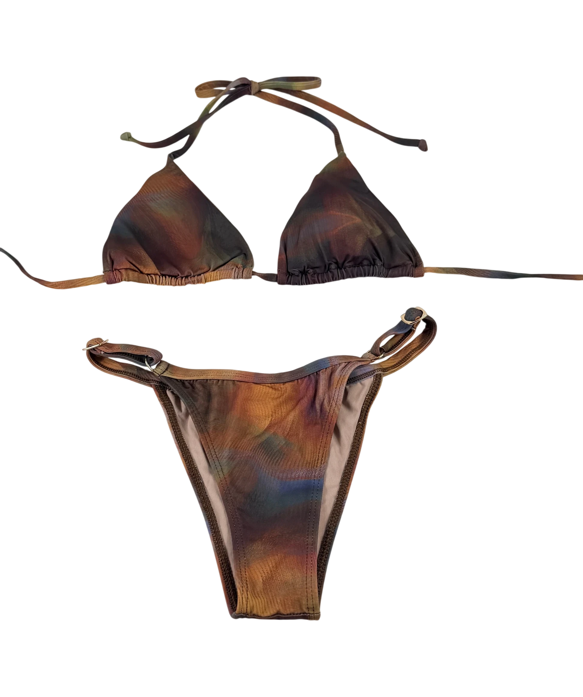 GRACE JACOB Brown Cherry Shimmer Bikini Set Burgundy Size S UK S
