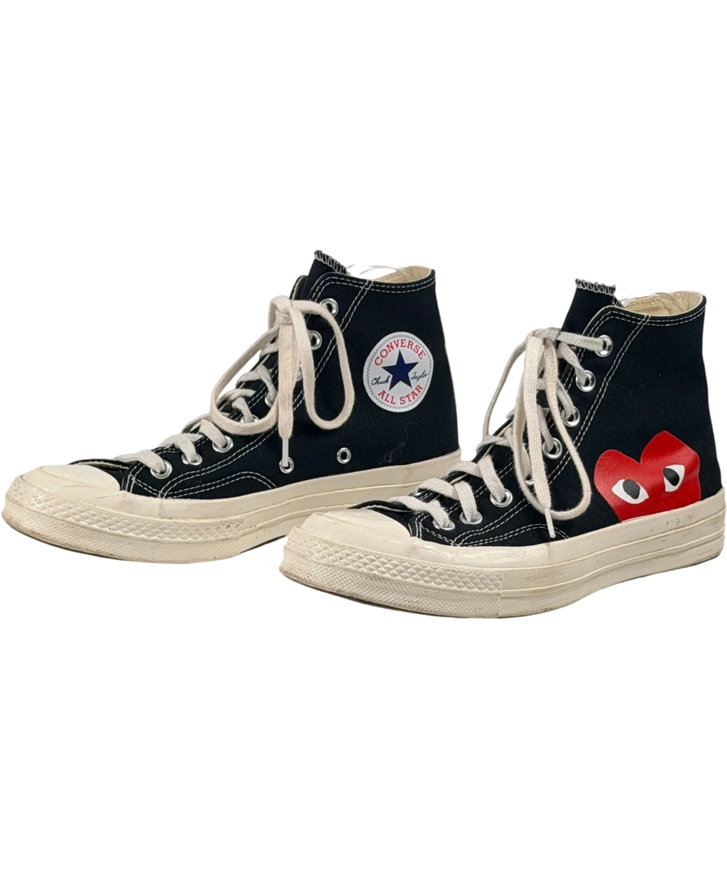 Converse X Comme Des Garçons Play Chuck 70 Black High Top Trainers UK 7 EU 40