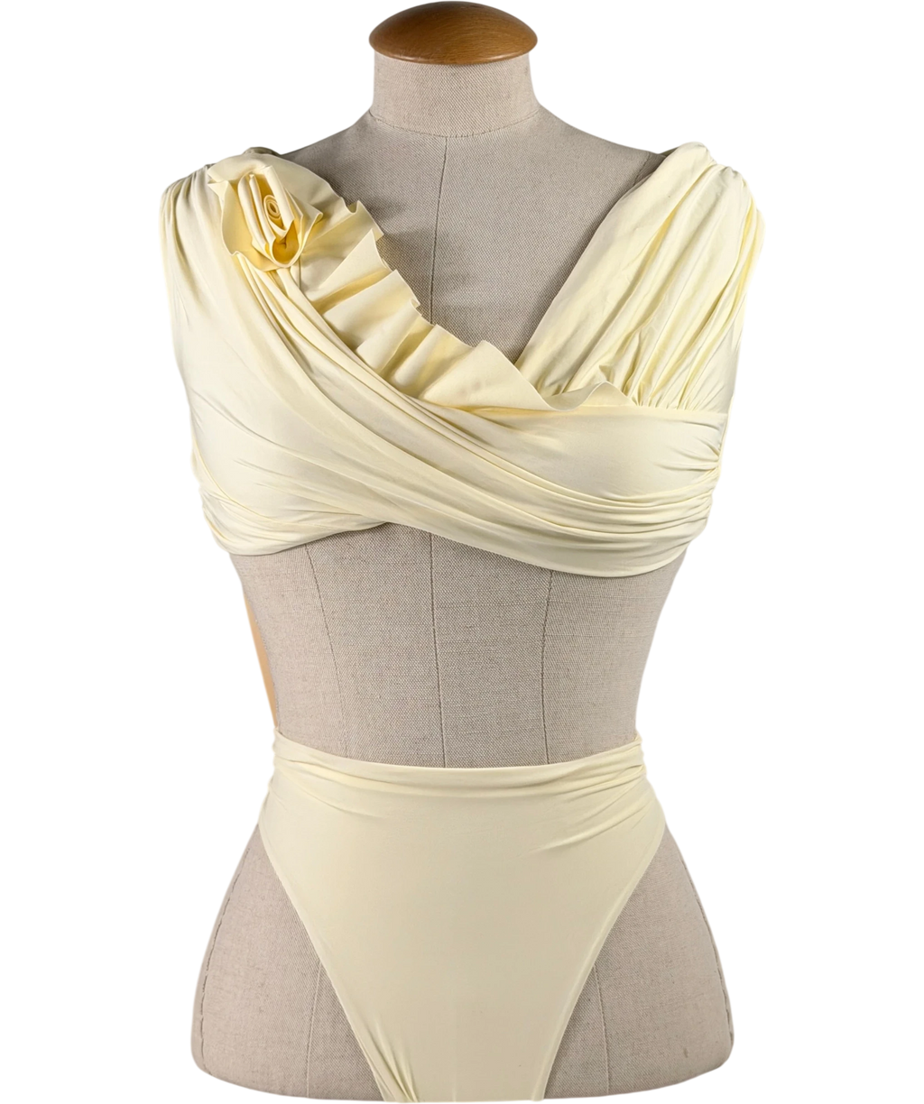 MAYGEL CORONEL Rosy Off-shoulder Bikini Set In Vanilla Yellow One Size