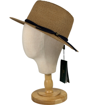 HOLLAND COOPER Francesca Hat Camel / Navy Blue With Gold Logo UK S