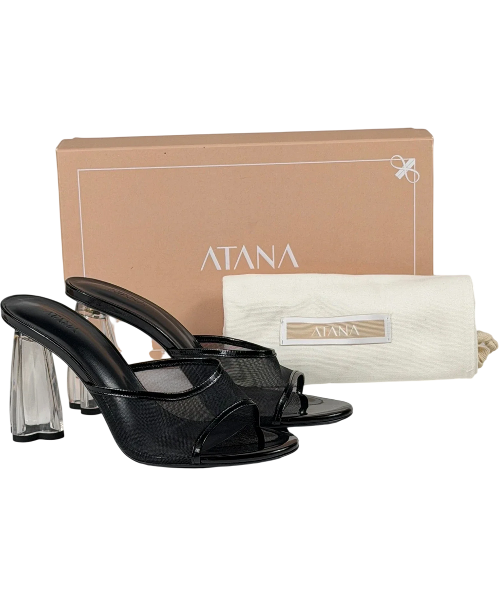 HOUSE OF ATANA Fiorellini Black Patent And Mesh Glass Mules UK 5 EU 38