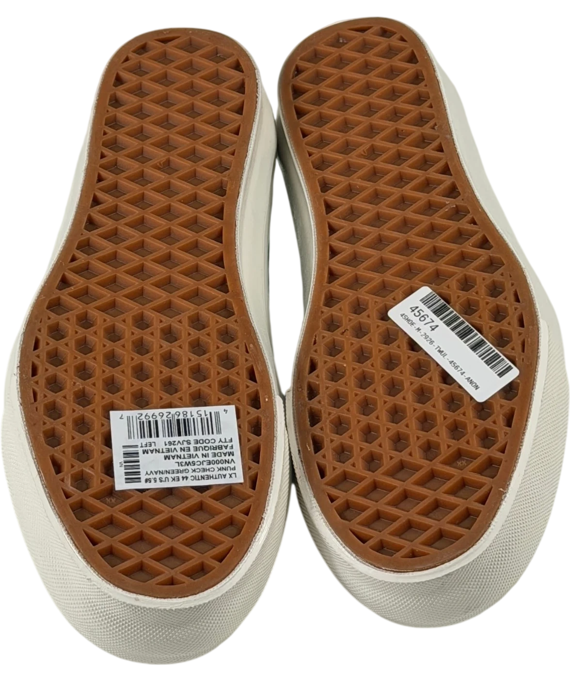 VANS Premium Authentic 44 Ek Punk Check Green & Navy Sneakers UK 3 EU 36