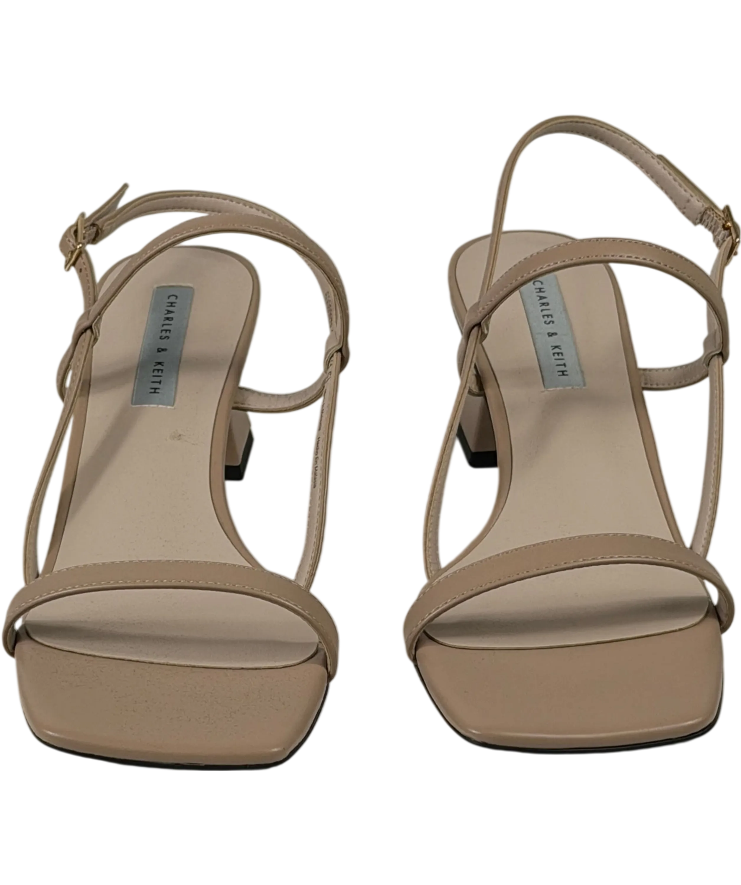 Charles & Keith Strappy Block Heel Slingback Sandals In Beige UK 6 EU 39