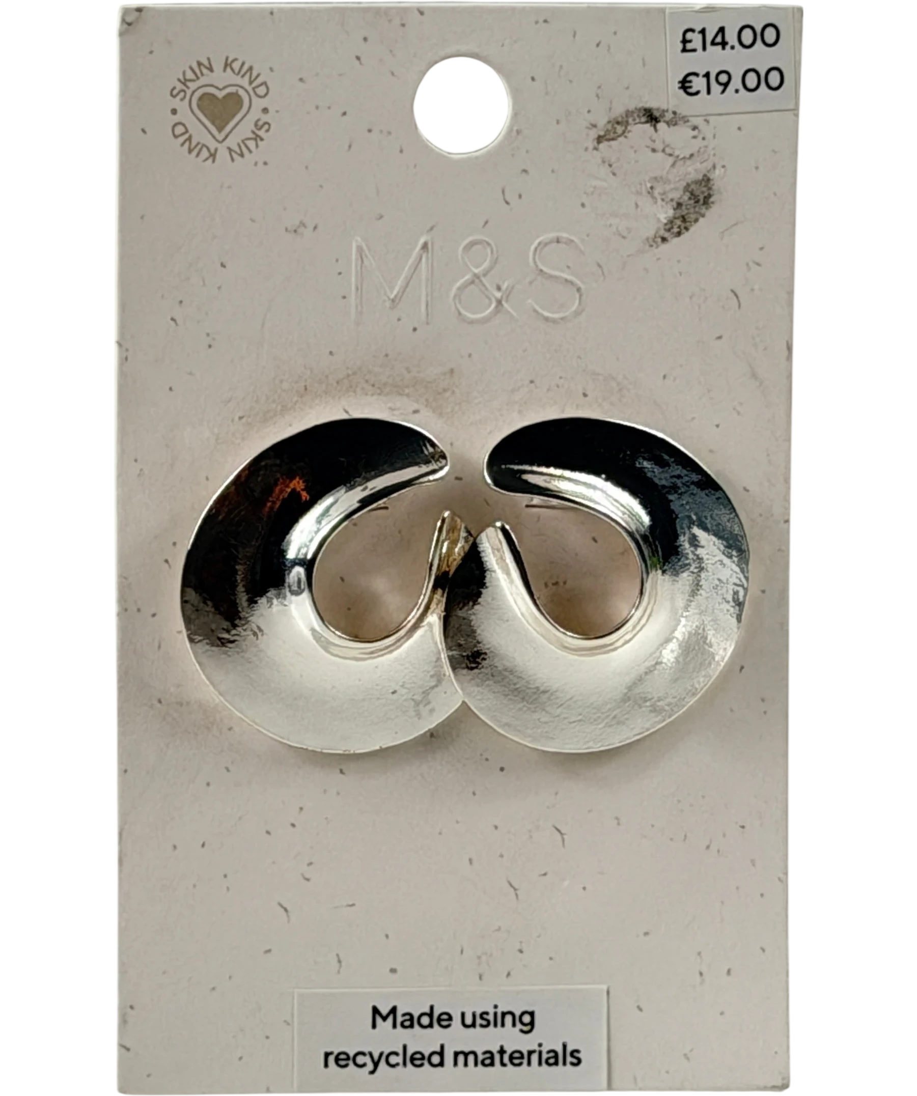 M&S Collection Skin Kind Silver Tone Sculptural Hoop Earrings One Size