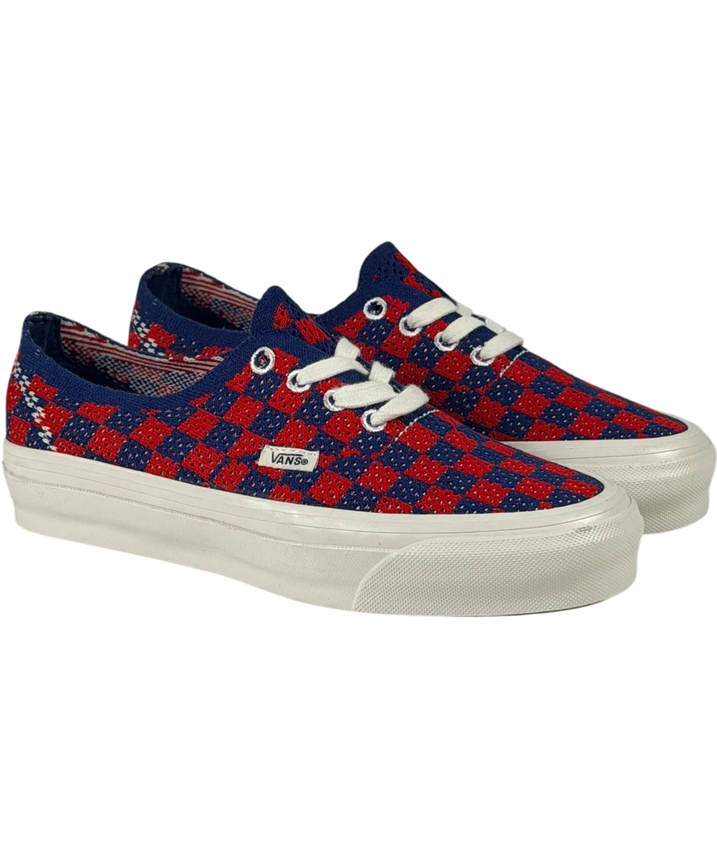 VANS Premium Authentic 44 Ek Punk Check Red And Blue Sneakers UK 3 EU 36