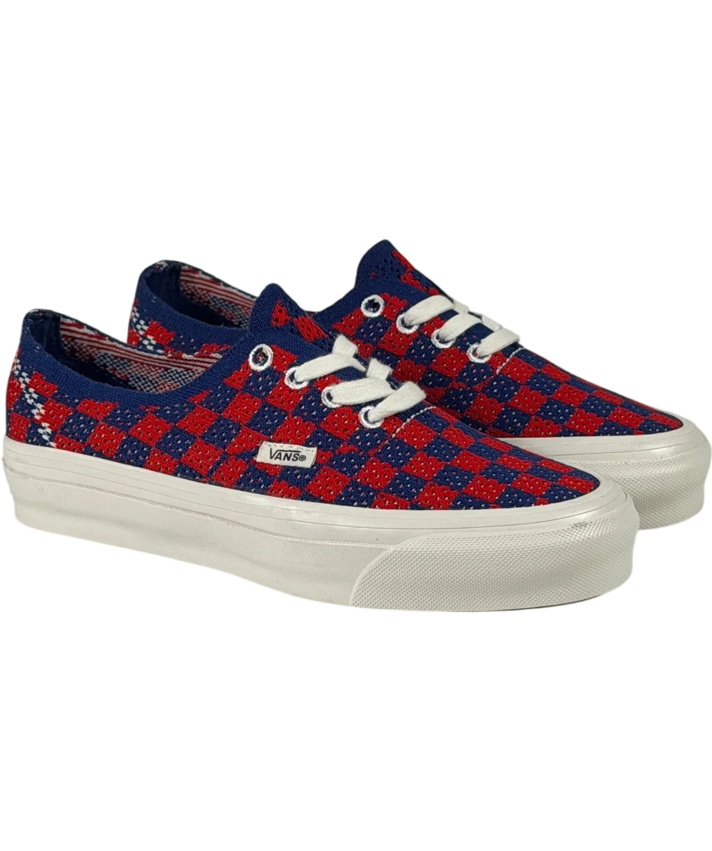 VANS Premium Authentic 44 Ek Punk Check Red And Blue Sneakers UK 3 EU 36