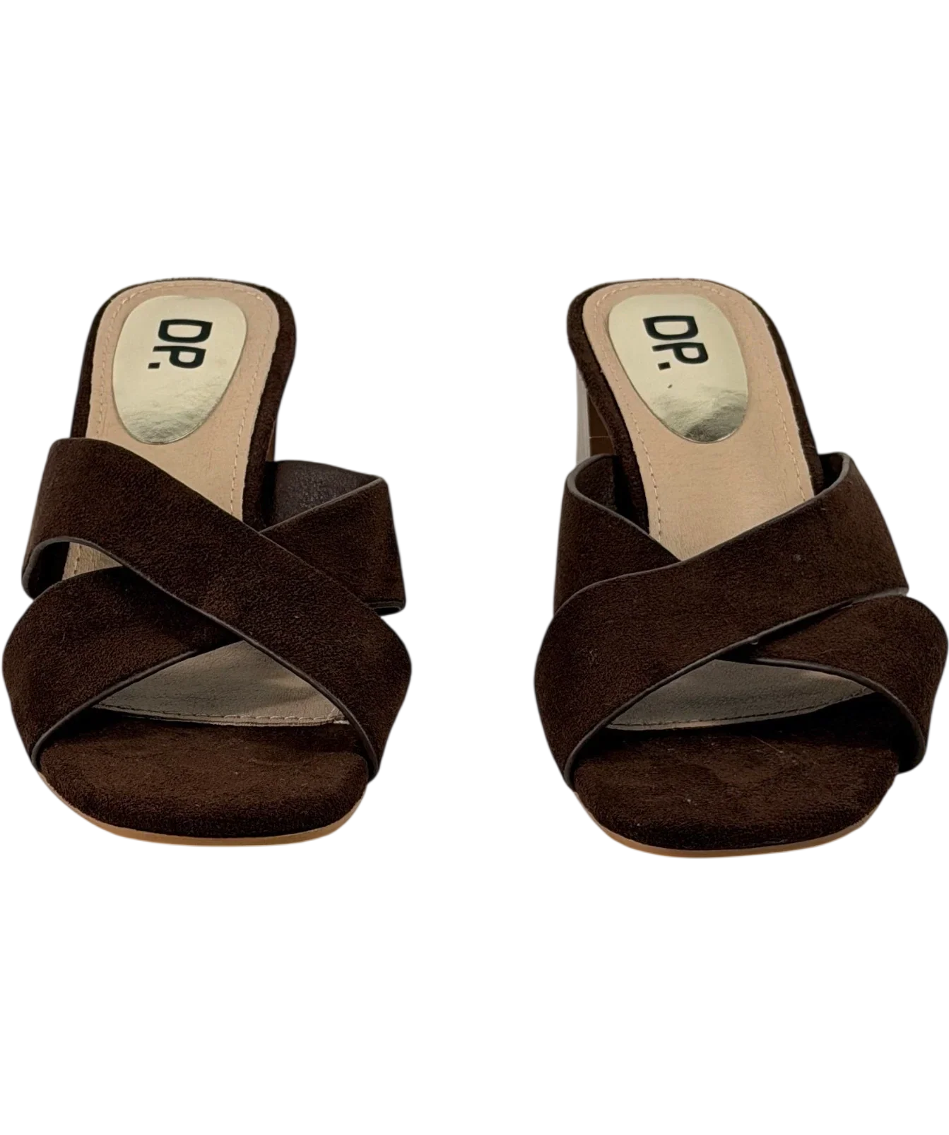 dorothy perkins Brown Suede Cross Strap Heeled Mules UK 5 EU 38