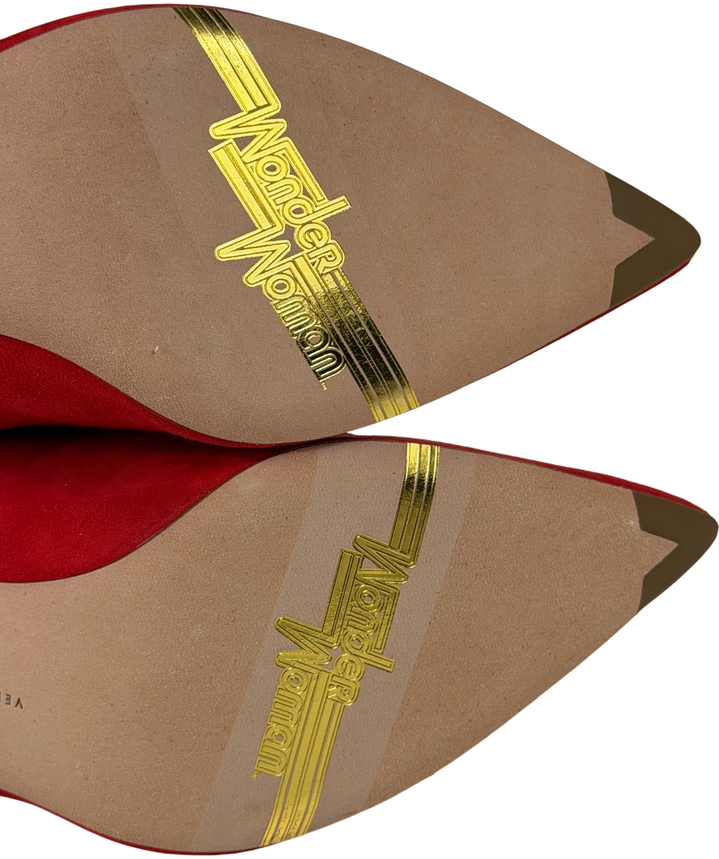 VERONICA BEARD Red X Wonder Woman Litd. Edition Lisa Suede Stiletto Chelsea Boots Us11m UK 9 EU 42