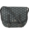 GOYARD Personalized "L.W" Grey Goyardine Canvas Belvedere Pm Messenger Bag