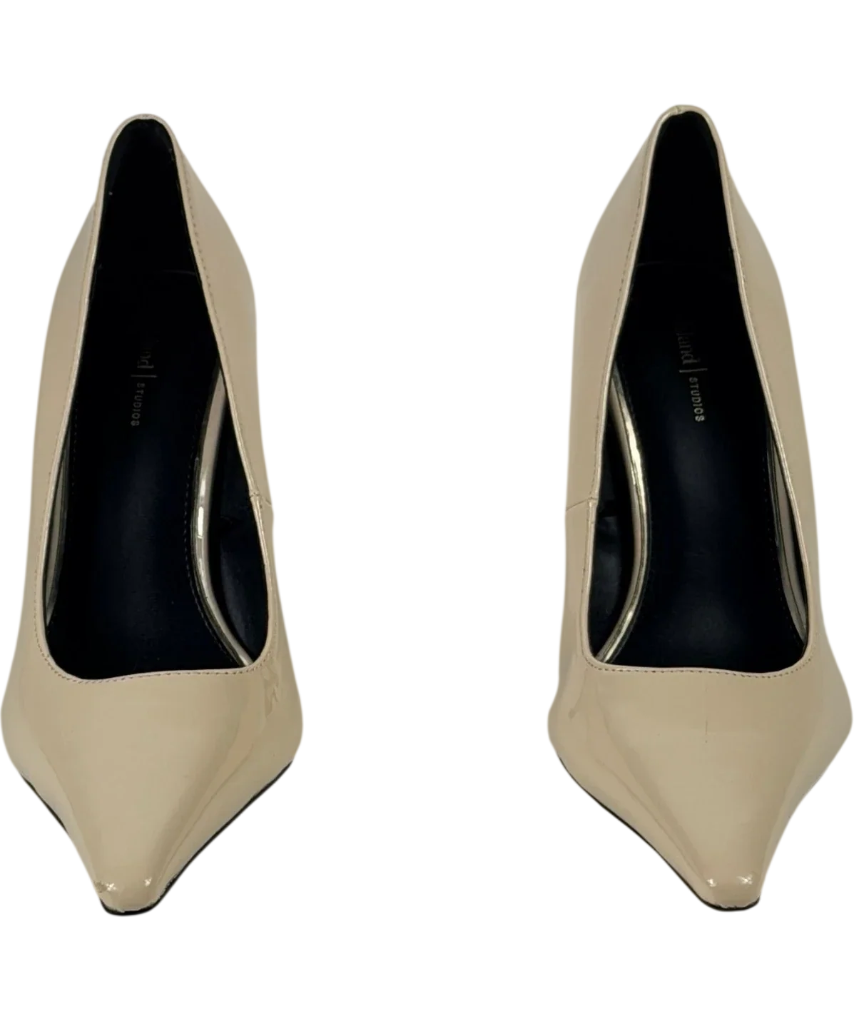 River Island Cream Long Chisel Toe Patent Court Heels UK 5 EU 38