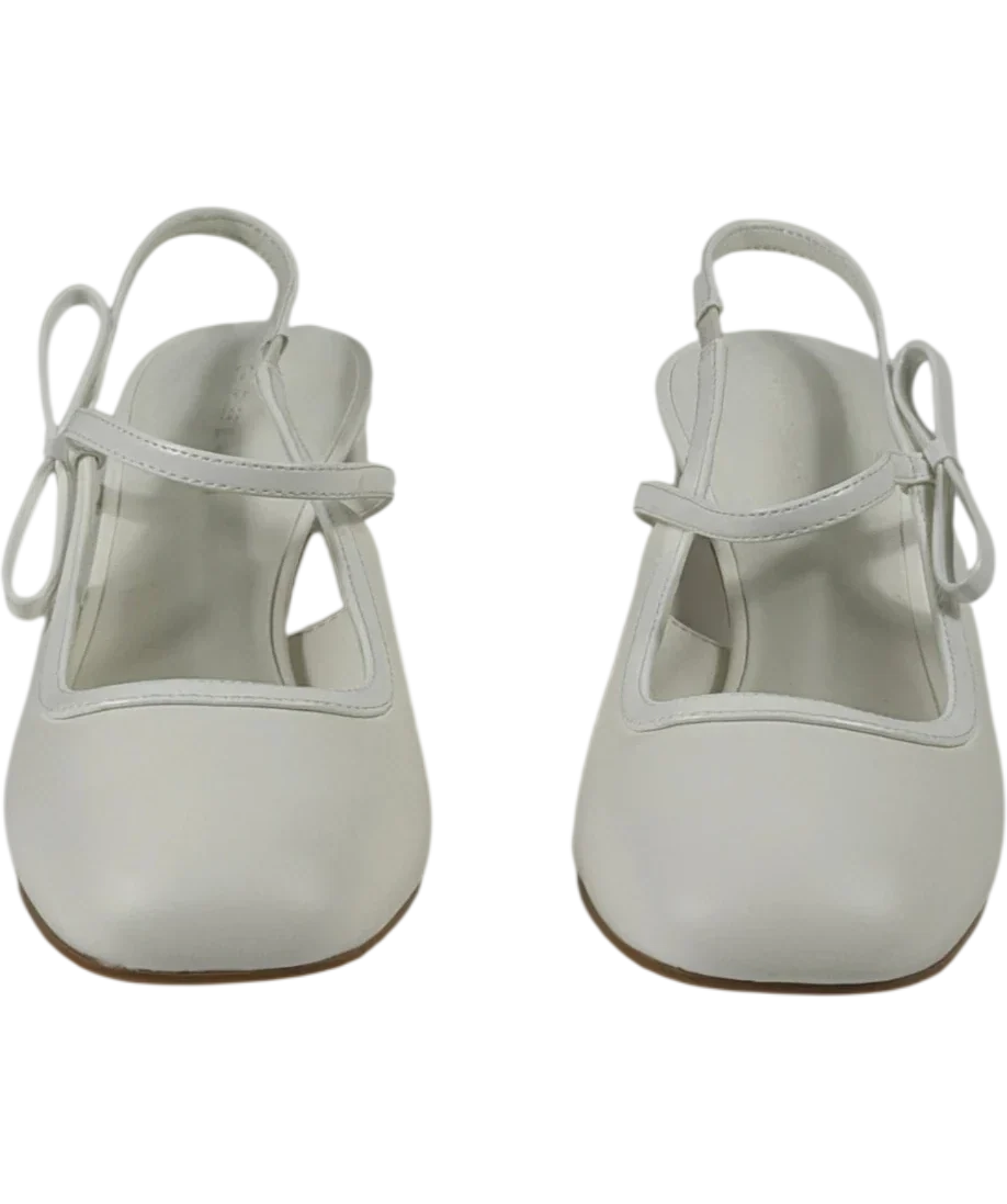 Charles & Keith White Bow Slingback Mary Jane Shoes UK 5 EU 38