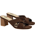 dorothy perkins Brown Suede Cross Strap Heeled Mules UK 5 EU 38