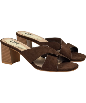 dorothy perkins Brown Suede Cross Strap Heeled Mules UK 5 EU 38