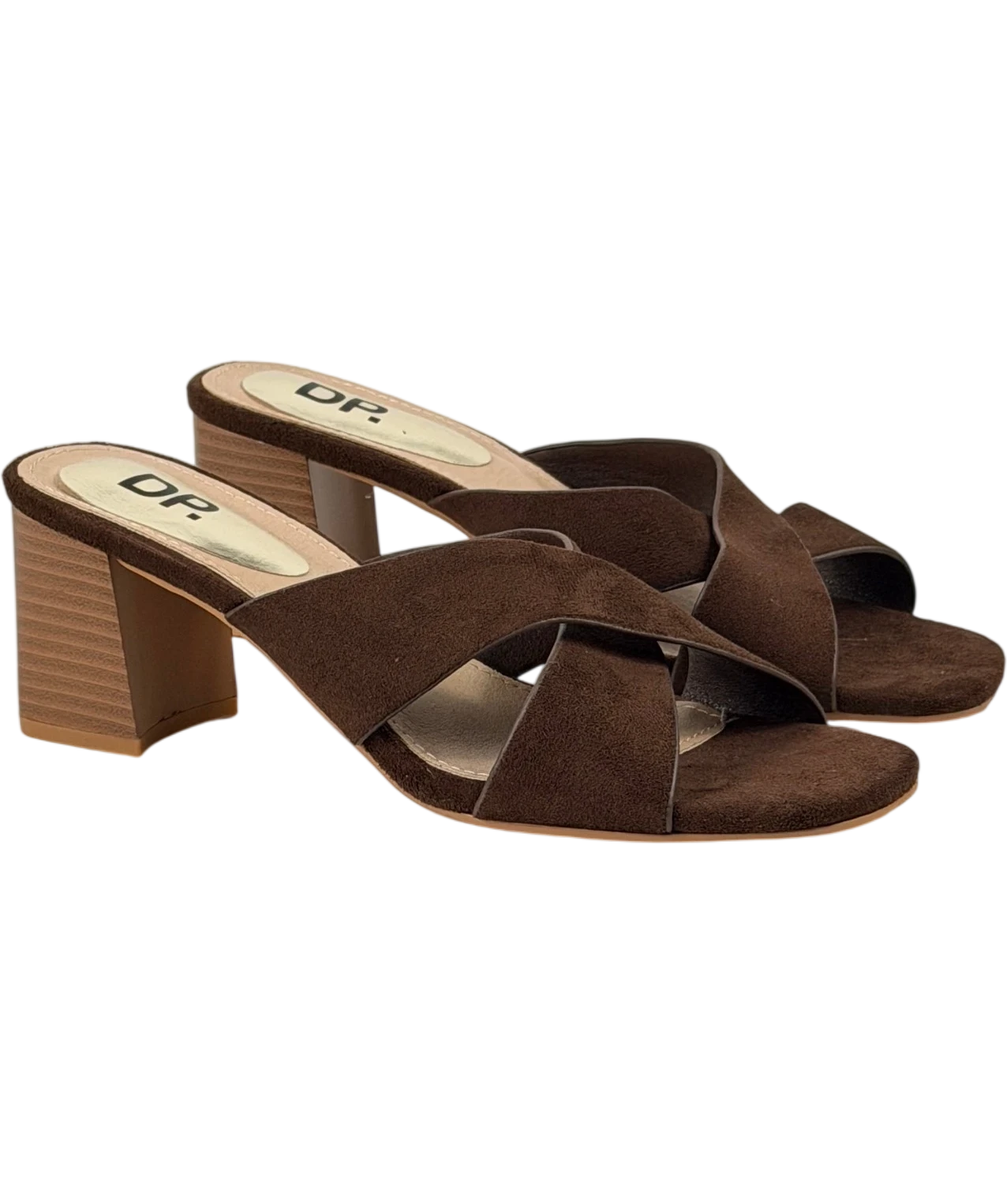 dorothy perkins Brown Suede Cross Strap Heeled Mules UK 5 EU 38