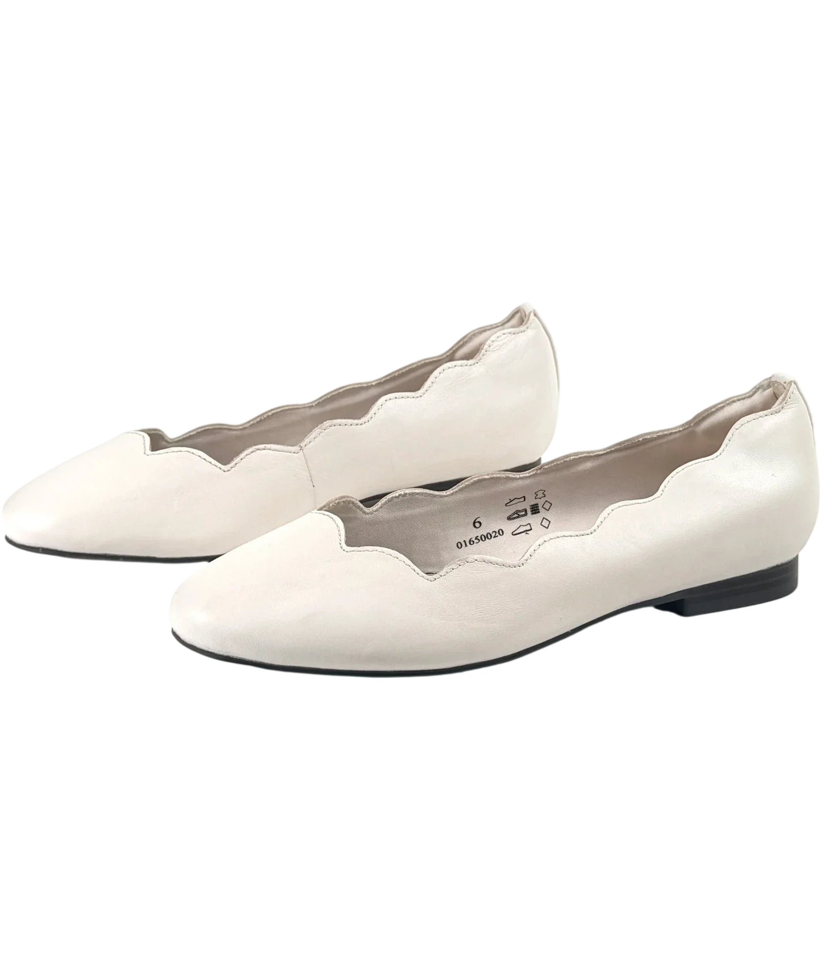 M&S White Collection Wide Fit Leather Ballet Pumps, UK 6 EU 39