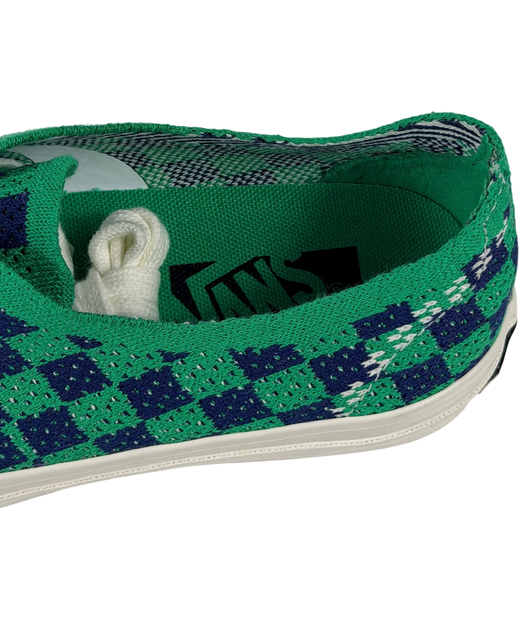 VANS Premium Authentic 44 Ek Punk Check Green & Navy Sneakers UK 3 EU 36