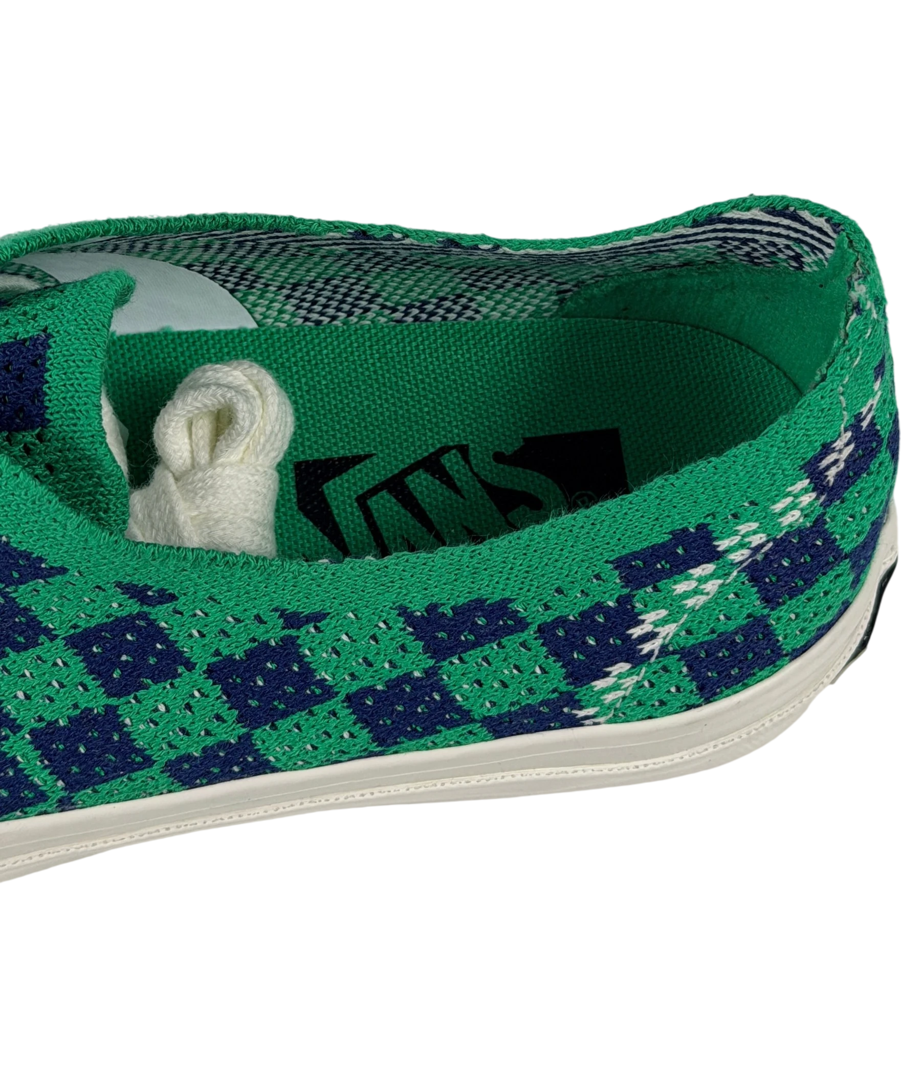 VANS Premium Authentic 44 Ek Punk Check Green & Navy Sneakers UK 3 EU 36