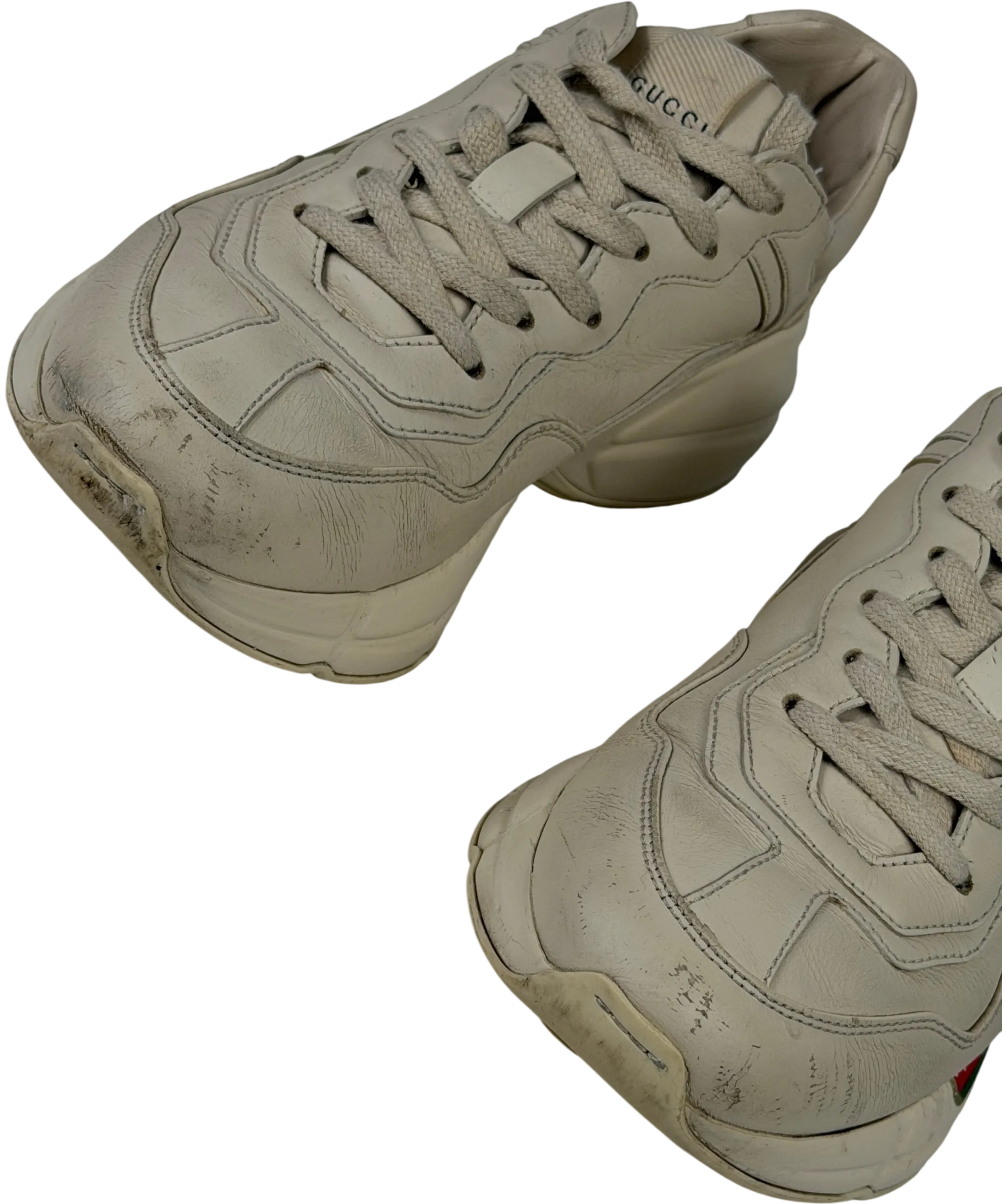 GUCCI Cream Logo Rhyton Leather Trainers UK 3.5 EU 36.5