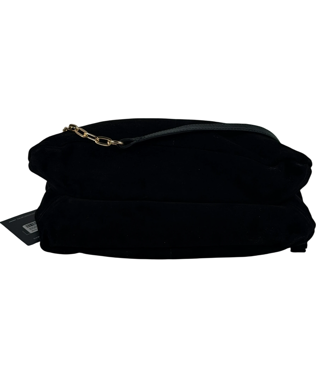 River Island Black Real Suede Chain Slouch Shoulder Bag
