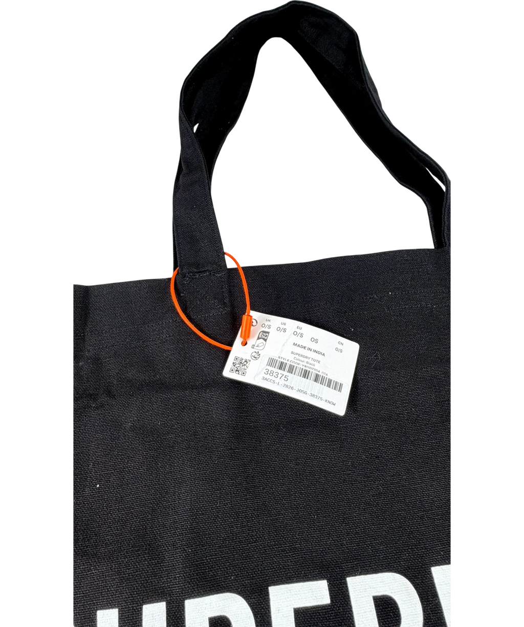 Superdry Essential Logo Canvas Tote Bag In Black