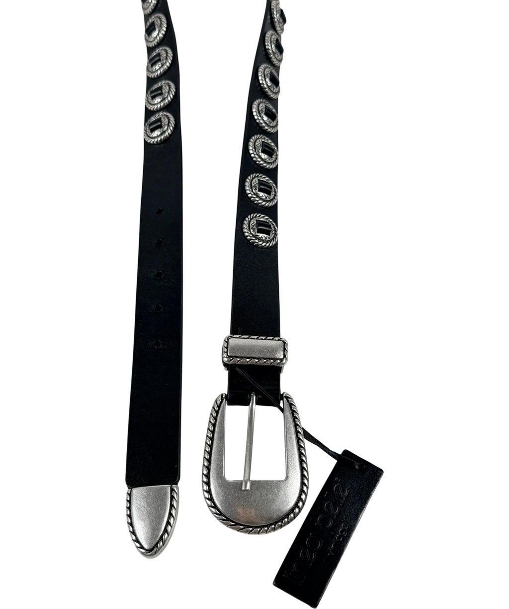 LINEA PELLE Studded Western Concho Belt In Black UK M