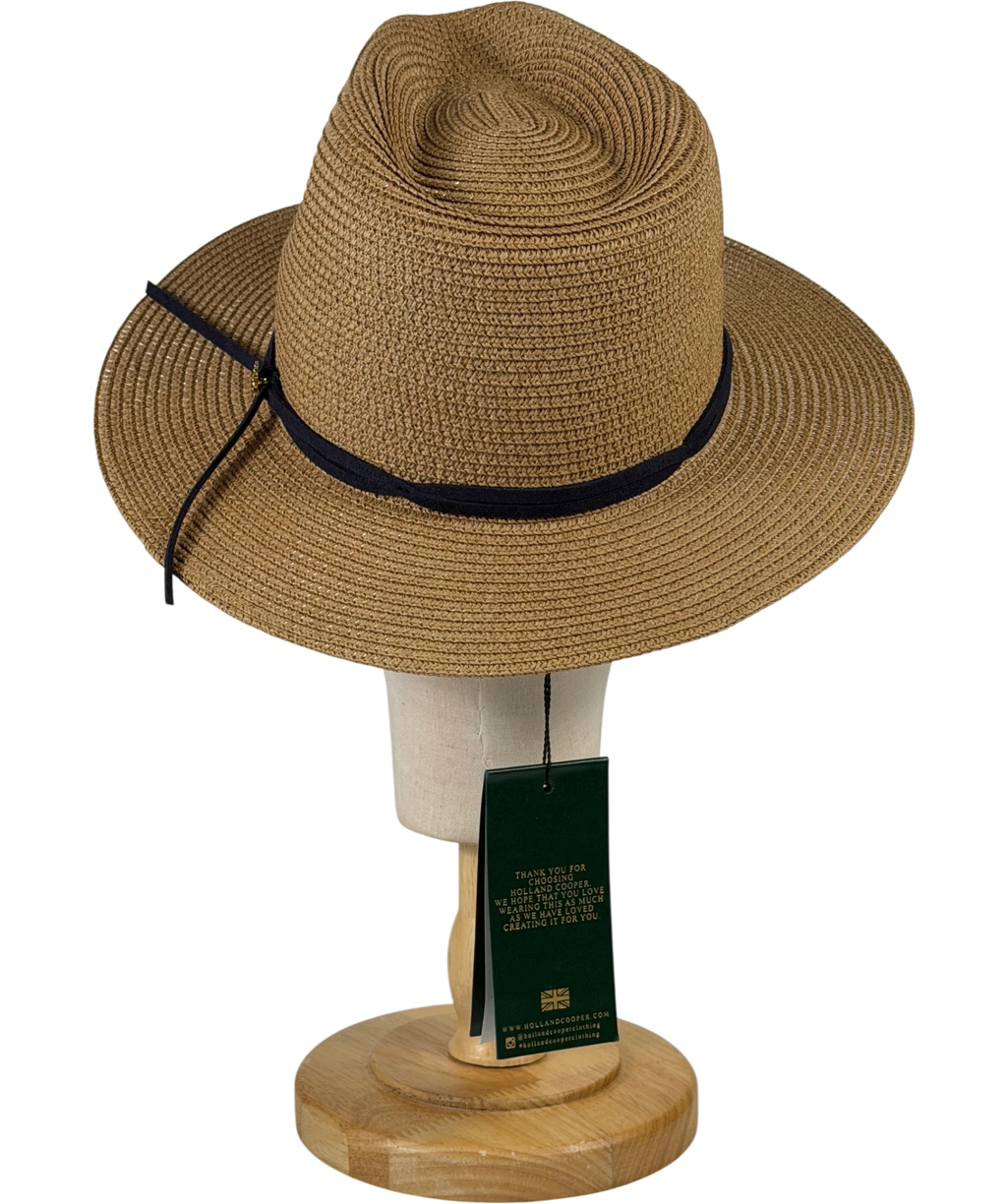 HOLLAND COOPER Francesca Hat Camel / Navy Blue With Gold Logo UK S