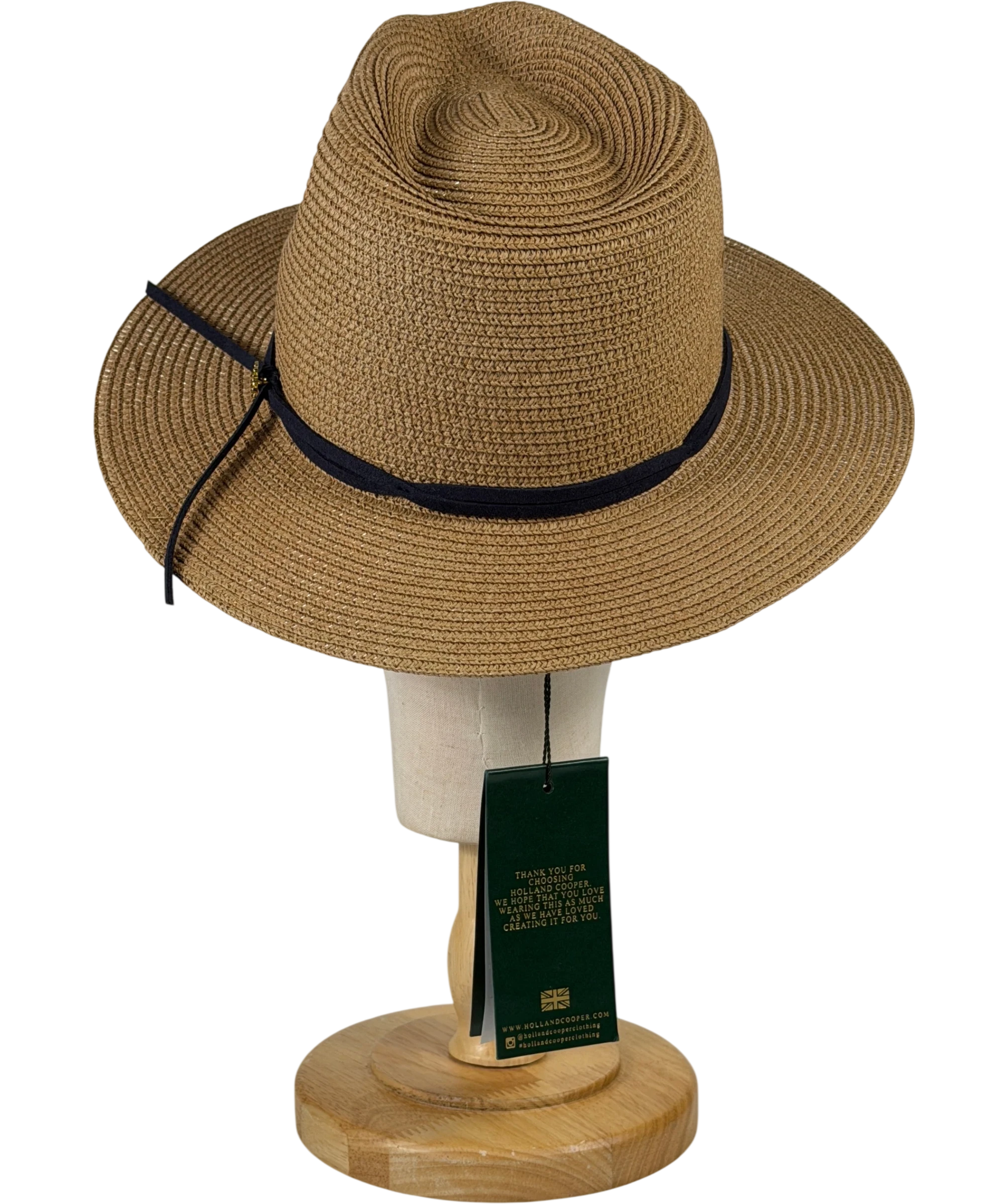 HOLLAND COOPER Francesca Hat Camel / Navy Blue With Gold Logo UK S