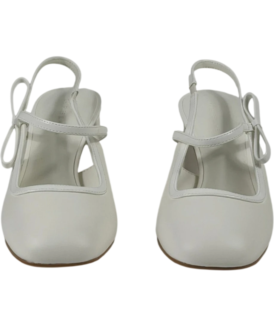 Charles & Keith White Bow Slingback Mary Jane Shoes UK 5 EU 38