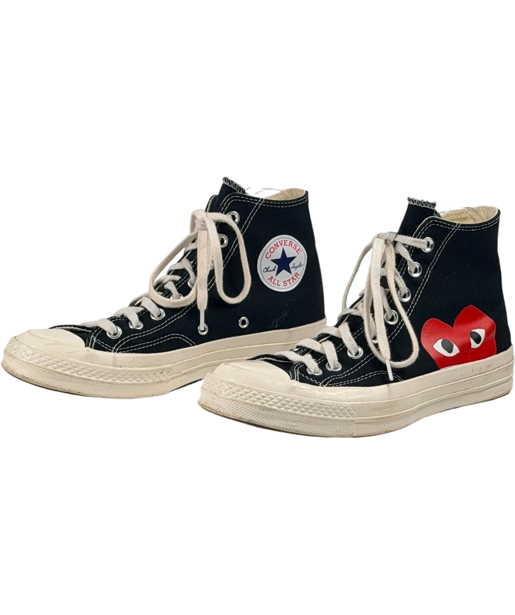 Converse X Comme Des Garçons Play Chuck 70 Black High Top Trainers UK 7 EU 40