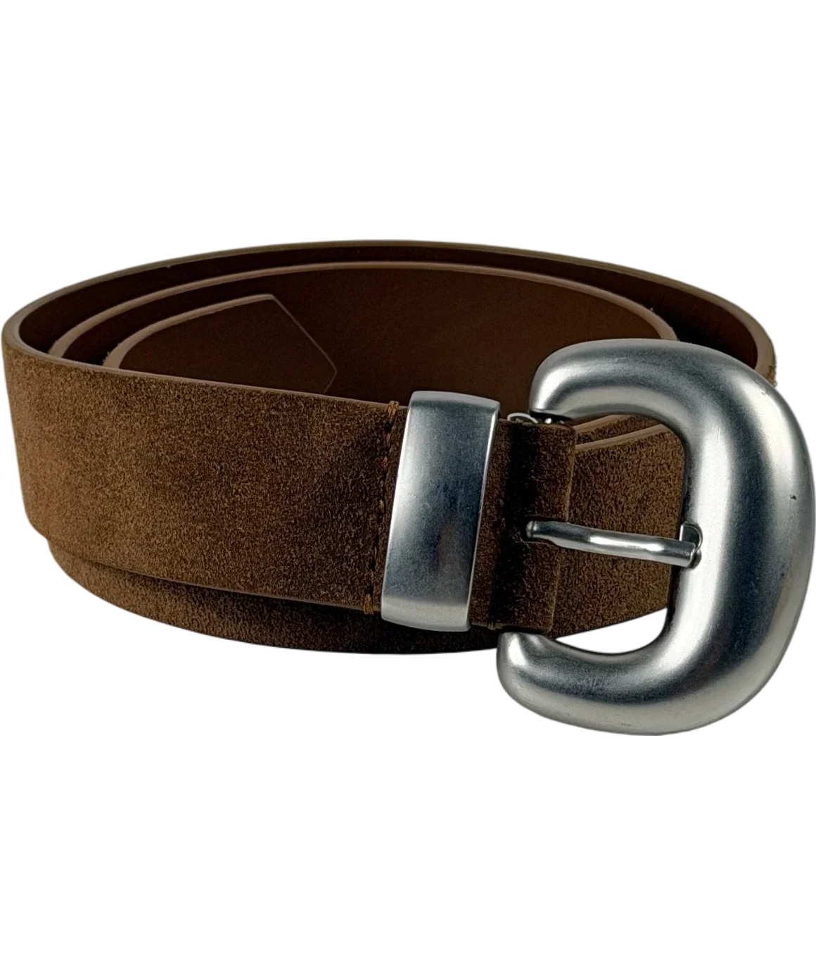 Mint Velvet Statement Buckle Suede Belt Brown UK M