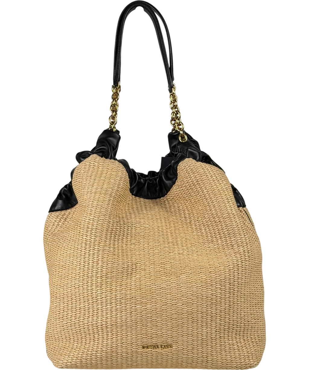 DeMellier London Beige Natural Miami Leather-trimmed Raffia Tote Bag One Size
