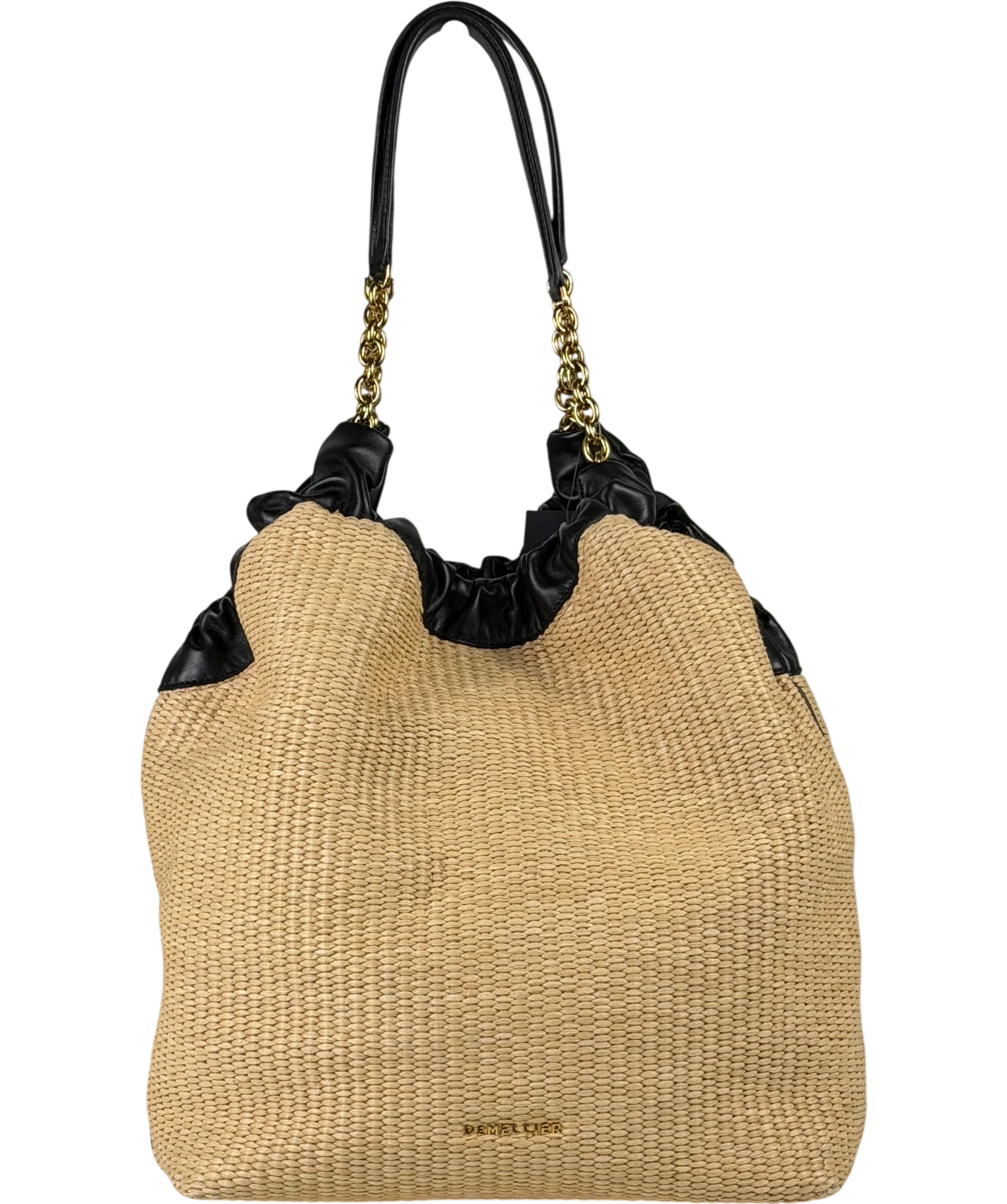 DeMellier London Beige Natural Miami Leather-trimmed Raffia Tote Bag One Size