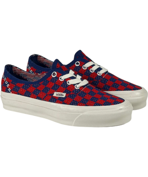 VANS Premium Authentic 44 Ek Punk Check Red And Blue Sneakers UK 3 EU 36