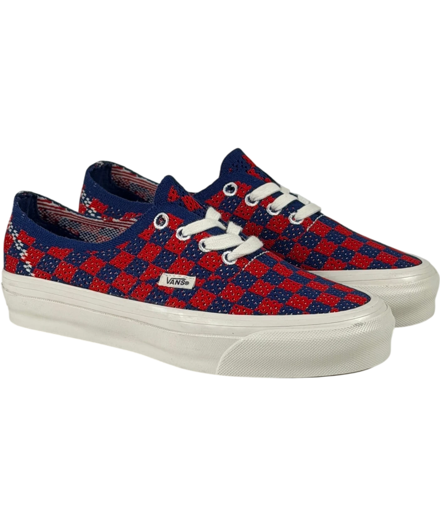 VANS Premium Authentic 44 Ek Punk Check Red And Blue Sneakers UK 3 EU 36