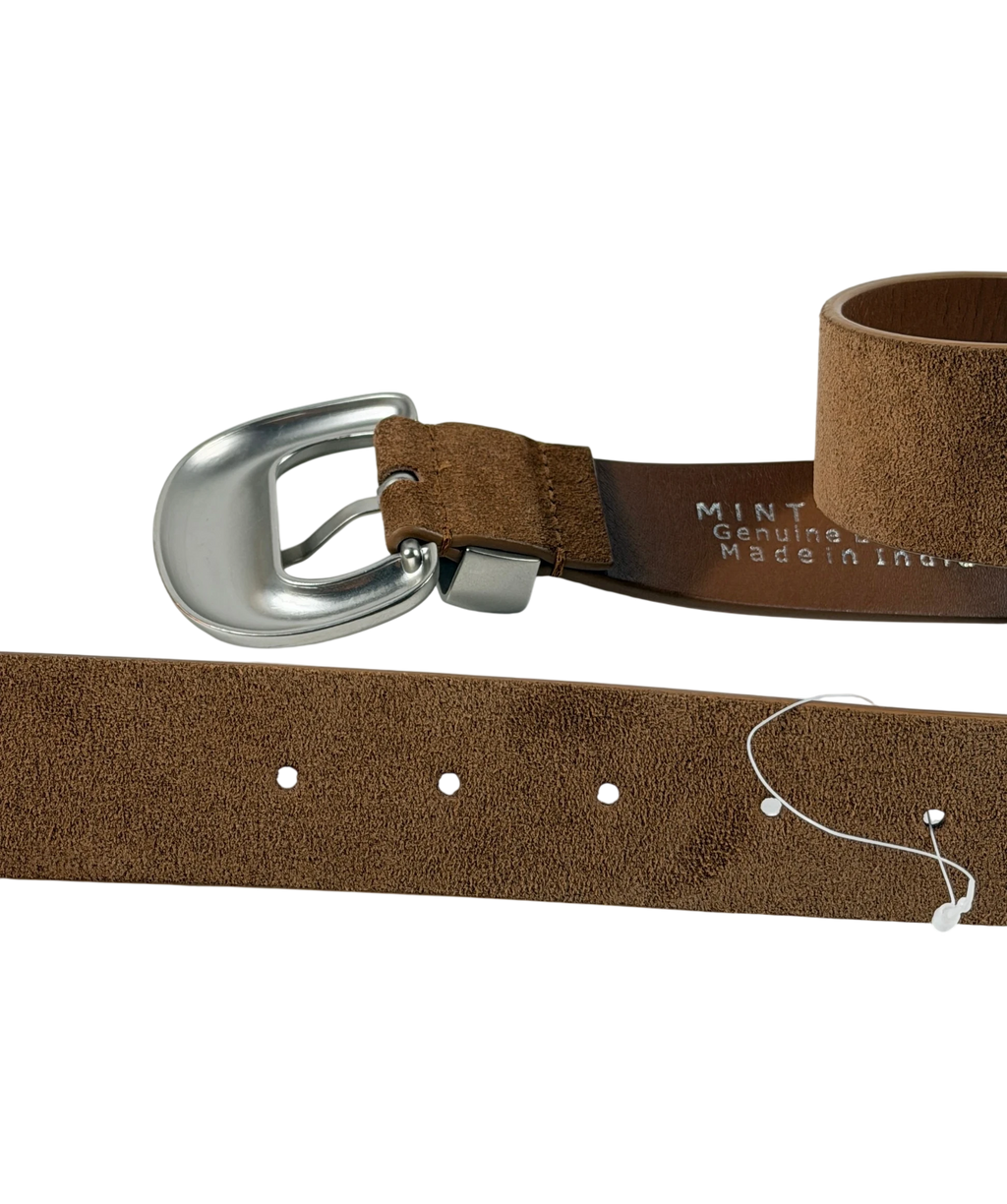 Mint Velvet Statement Buckle Suede Belt Brown UK M