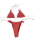 With Jean With Jéan Red And White Gingham Bow Bikini Set Size Xs Uk 6 UK XS