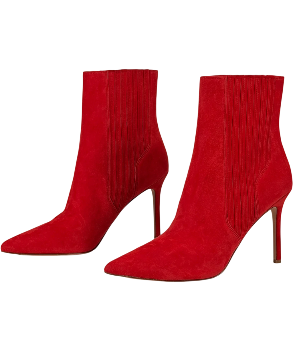 VERONICA BEARD Red X Wonder Woman Litd. Edition Lisa Suede Stiletto Chelsea Boots Us11m UK 9 EU 42