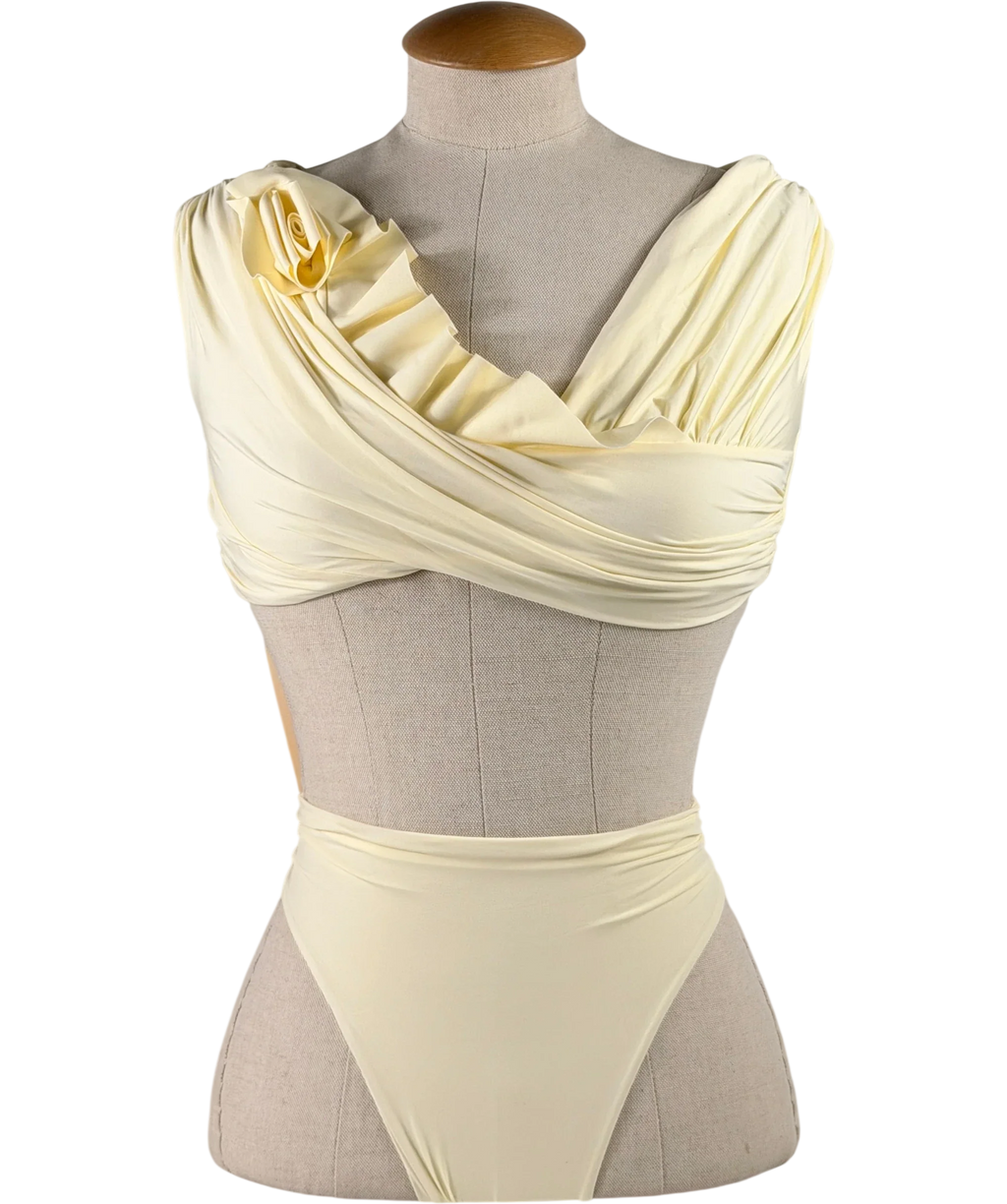 MAYGEL CORONEL Rosy Off-shoulder Bikini Set In Vanilla Yellow One Size
