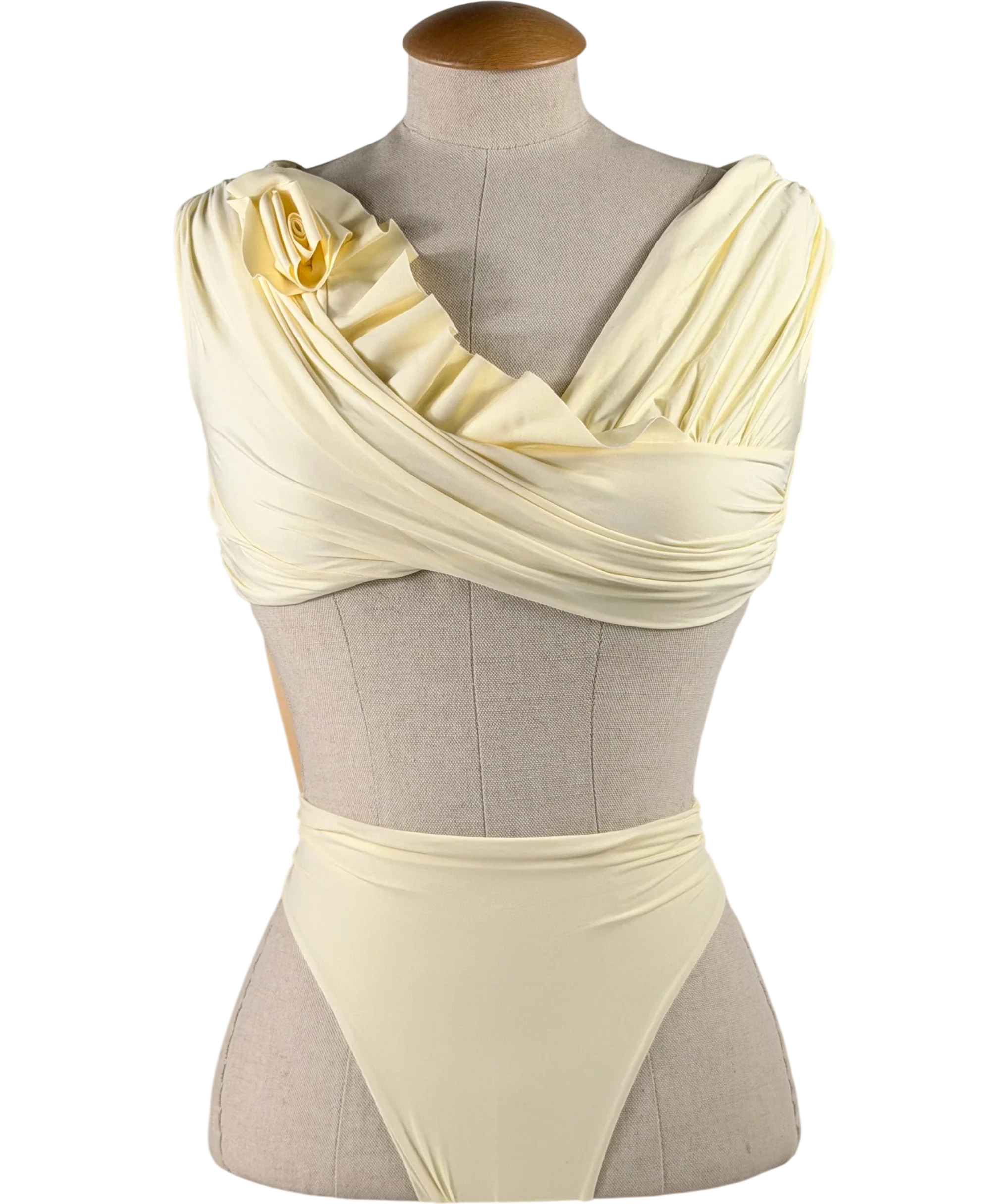 MAYGEL CORONEL Rosy Off-shoulder Bikini Set In Vanilla Yellow One Size